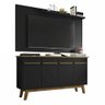 Conjunto Painel Com Rack Rubi e Buffet Opala Preto Fosco - 2