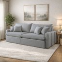 Ver imagem 3 de Sofá Cama Star 05 1,80m Em Linho Molas Ensacadas Design Clean e 4 Almofadas Fibra Siliconada