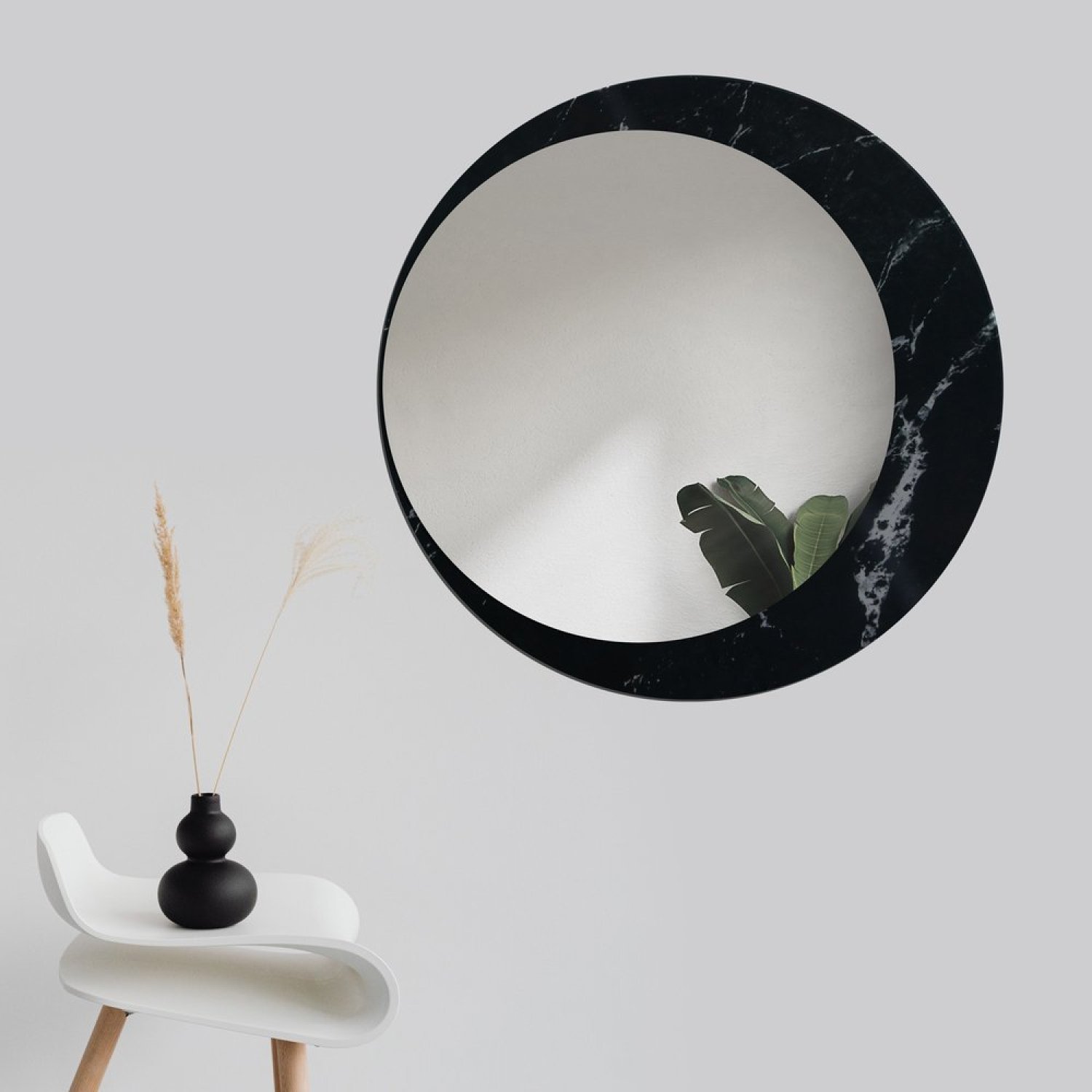 Espelho Decorativo Luna Mármore 60cm Redondo Lateral - 3