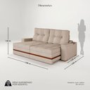 Ver imagem 3 de Sofá Retrátil Reclinável 4 Lugares Mônaco 1,96m Veludo Creme