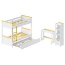 Ver imagem 2 de Conjunto Quarto Completo Treliche com LED, Escrivaninha e Estante Petit Casatema MadeiraOriginals Branco/Mel