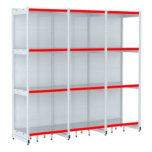 Rack Parede 202 Fit 60 Ate 3 Metros Branco 12 Bandeja Pe Vermelho
