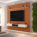 Ver imagem 3 de Painel para Tv até 90 Polegadas 2,75m Ripado Autêntico com Led e Nicho Montreal Madeirado/off