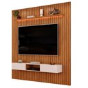 Ver imagem 1 de Painel para Tv até 90 Polegadas 2,75m Ripado Autêntico com Led e Nicho Montreal Madeirado/off