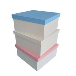 Caixa 100% Mdf (19x19x09) Rosa/branco - 2