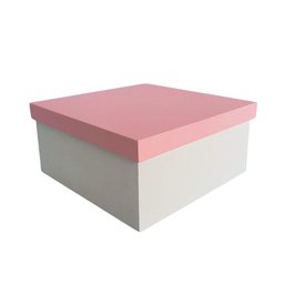 Caixa 100% Mdf (19x19x09) Rosa/branco - 1