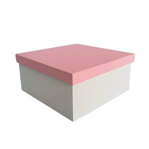 Caixa 100% Mdf (19x19x09) Rosa/branco