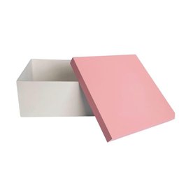 Caixa 100% Mdf (19x19x09) Rosa/branco - 4
