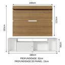 Ver imagem 3 de Rack Madesa Cancun e Painel para Tv até 65 Polegadas - Branco/rustic