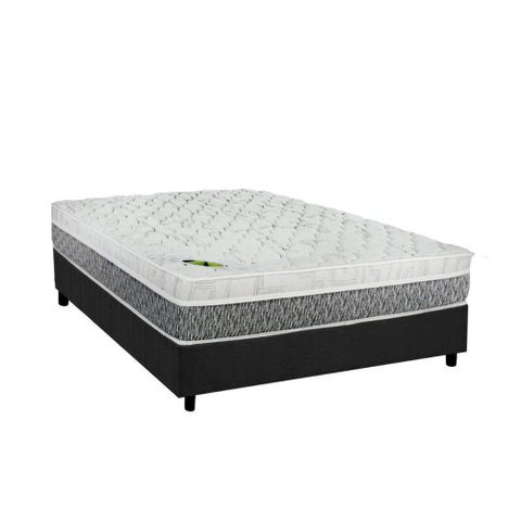 Cama Box Casal: Colchão Molas Luckspuma MasterPocket Ensacadas Aspen + Base CRC Suede Cinza(138x188