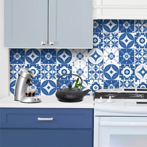 Adesivo de Azulejo Caleidoscópio Azul Arte Destaque