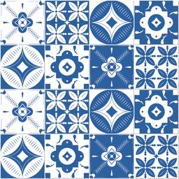 Adesivo de Azulejo Caleidoscópio Azul Arte Destaque - 2
