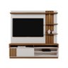 Home Mariana 1,80m Tv 55" Painel Ripado Prateleira Nichos Led - Perola Metalizado/amendoa - 2