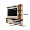 Ver imagem 3 de Home Mariana 1,80m Tv 55" Painel Ripado Prateleira Nichos Led - Perola Metalizado/amendoa
