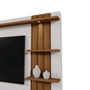 Ver imagem 6 de Home Mariana 1,80m Tv 55" Painel Ripado Prateleira Nichos Led - Perola Metalizado/amendoa