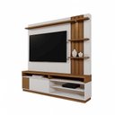Ver imagem 5 de Home Mariana 1,80m Tv 55" Painel Ripado Prateleira Nichos Led - Perola Metalizado/amendoa