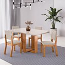 Ver imagem 1 de Conjunto de Mesa 4 Lugares com Tampo de Vidro Talk Mel e Bege