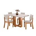 Ver imagem 2 de Conjunto de Mesa 4 Lugares com Tampo de Vidro Talk Mel e Bege