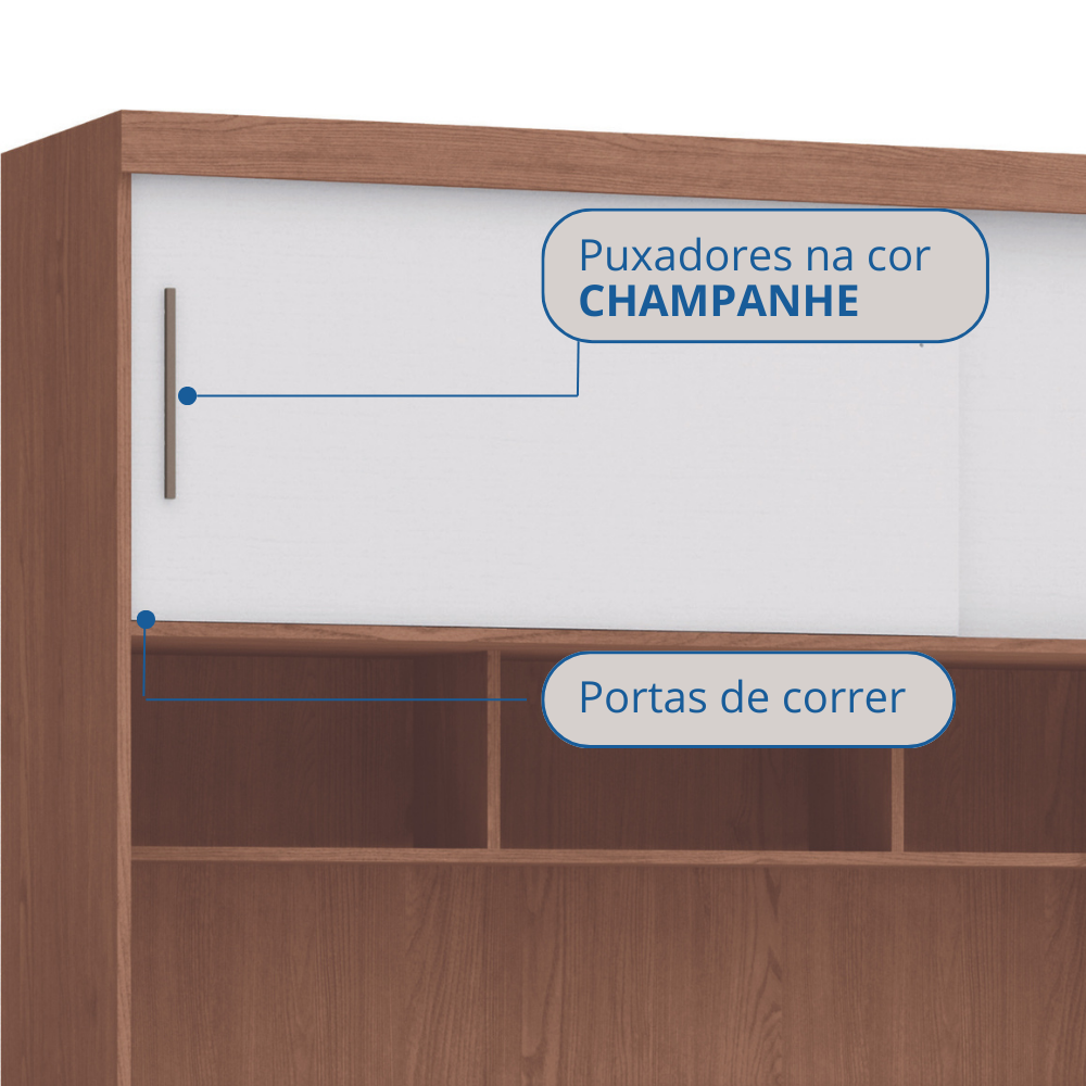 Ponte Casal 2 Portas de Correr Classic 6 Nichos - 12