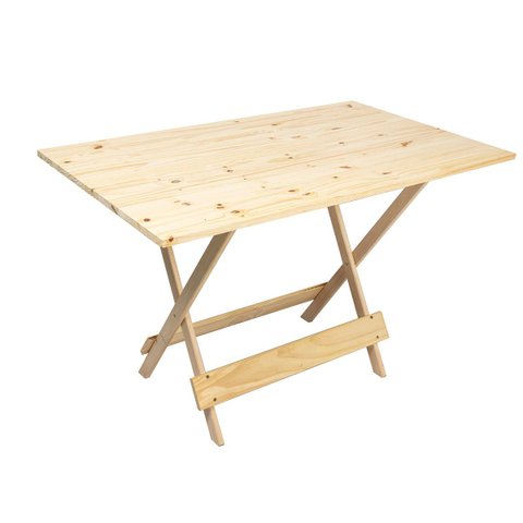 Mesa 120x70 Dobrável Madeira Maciça 6 Lugares Bar Natural