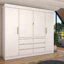 Ver imagem 1 de Guarda-roupa Casal Luxúria 4 Portas 6 Gavetas Branco - Panorama Móveis