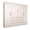 Ver imagem 4 de Guarda-roupa Casal Luxúria 4 Portas 6 Gavetas Branco - Panorama Móveis