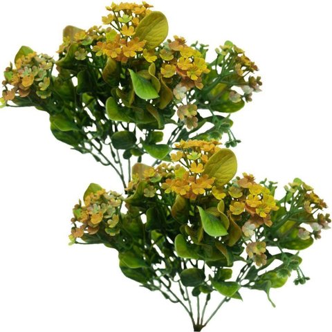 Kit 10 Plantas Kalanchoe Artificial Flor Amarelo Jardim 30cm