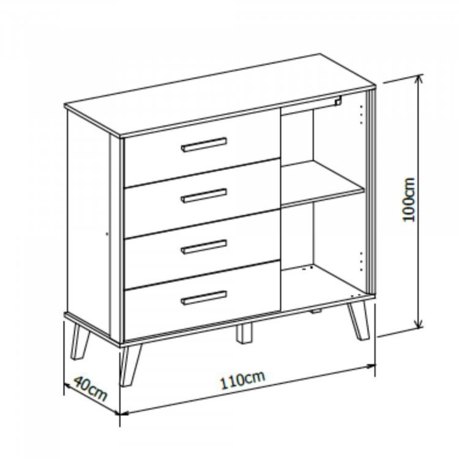 Quarto para Bebê Completo Berço Retrô com Cômoda e Guarda Roupa 4 Portas Ayla  - 12