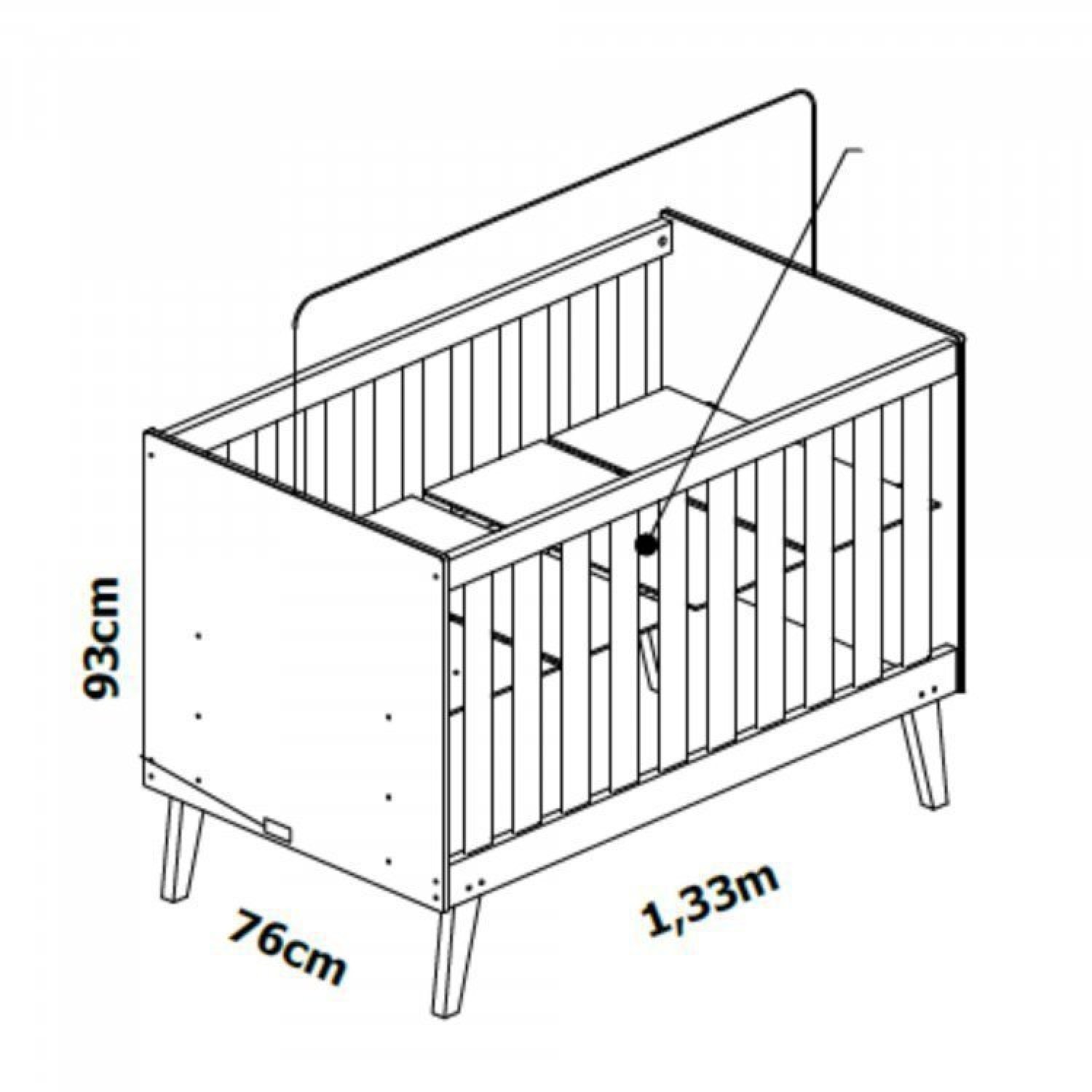 Quarto para Bebê Completo Berço Retrô com Cômoda e Guarda Roupa 4 Portas Ayla  - 7