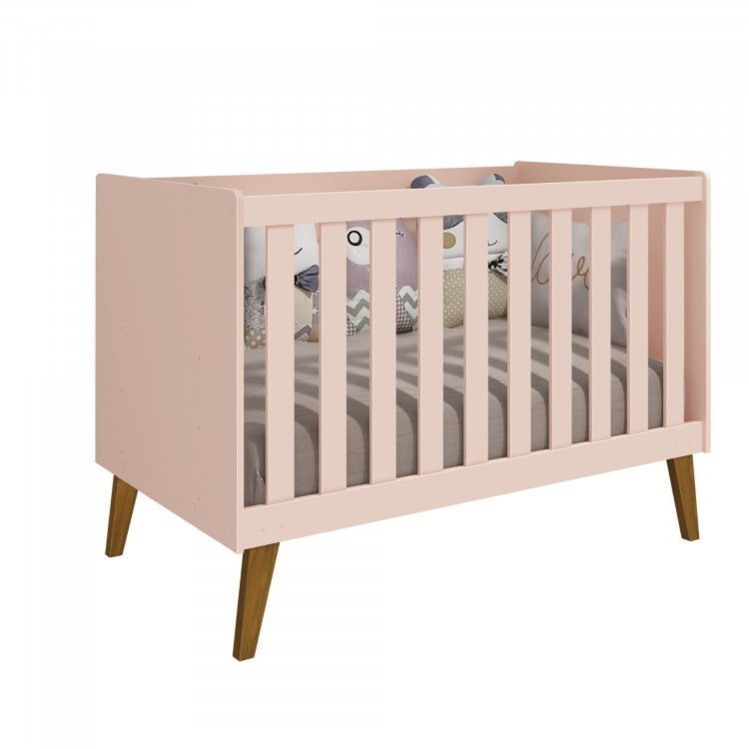 Quarto para Bebê Completo Berço Retrô com Cômoda e Guarda Roupa 4 Portas Ayla  - 5