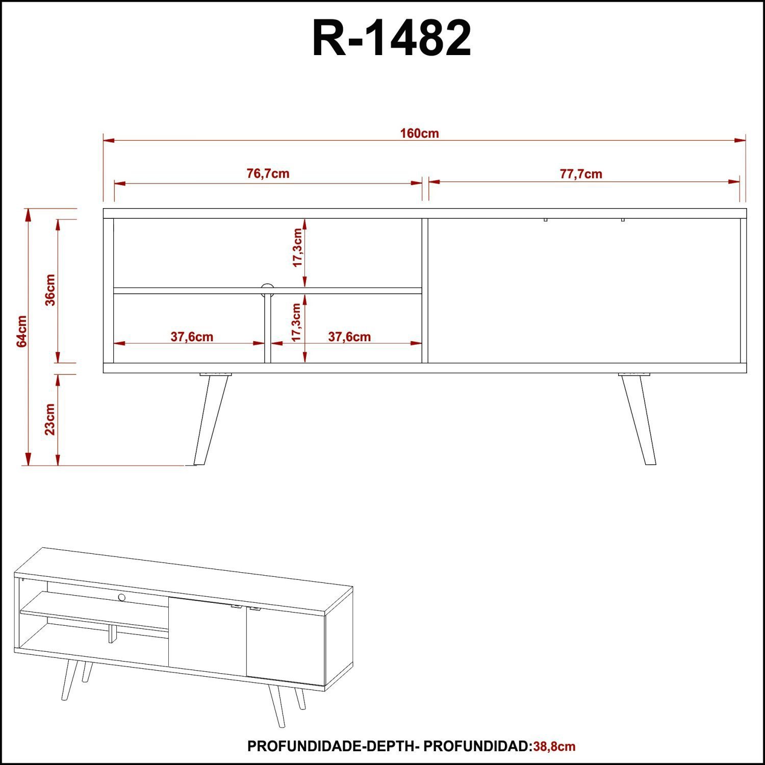 Rack Para TV até 55 Polegadas 2 Portas R1482 - 7