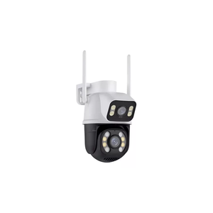 Ip Camera Externa Wifi Dupla Lentes 2 em 1 Visao Noturna Cor Branco com Preto