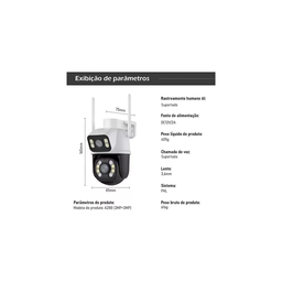 Ip Camera Externa Wifi Dupla Lentes 2 em 1 Visao Noturna Cor Branco com Preto - 2