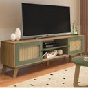 Ver imagem 2 de Kit 3 Peças com Rack para TV até 75 Polegadas 100% MDF, Buffet e Mesa de Centro Memphis Verde