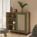 Ver imagem 4 de Kit 3 Peças com Rack para TV até 75 Polegadas 100% MDF, Buffet e Mesa de Centro Memphis Verde