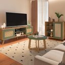 Ver imagem 1 de Kit 3 Peças com Rack para TV até 75 Polegadas 100% MDF, Buffet e Mesa de Centro Memphis Verde