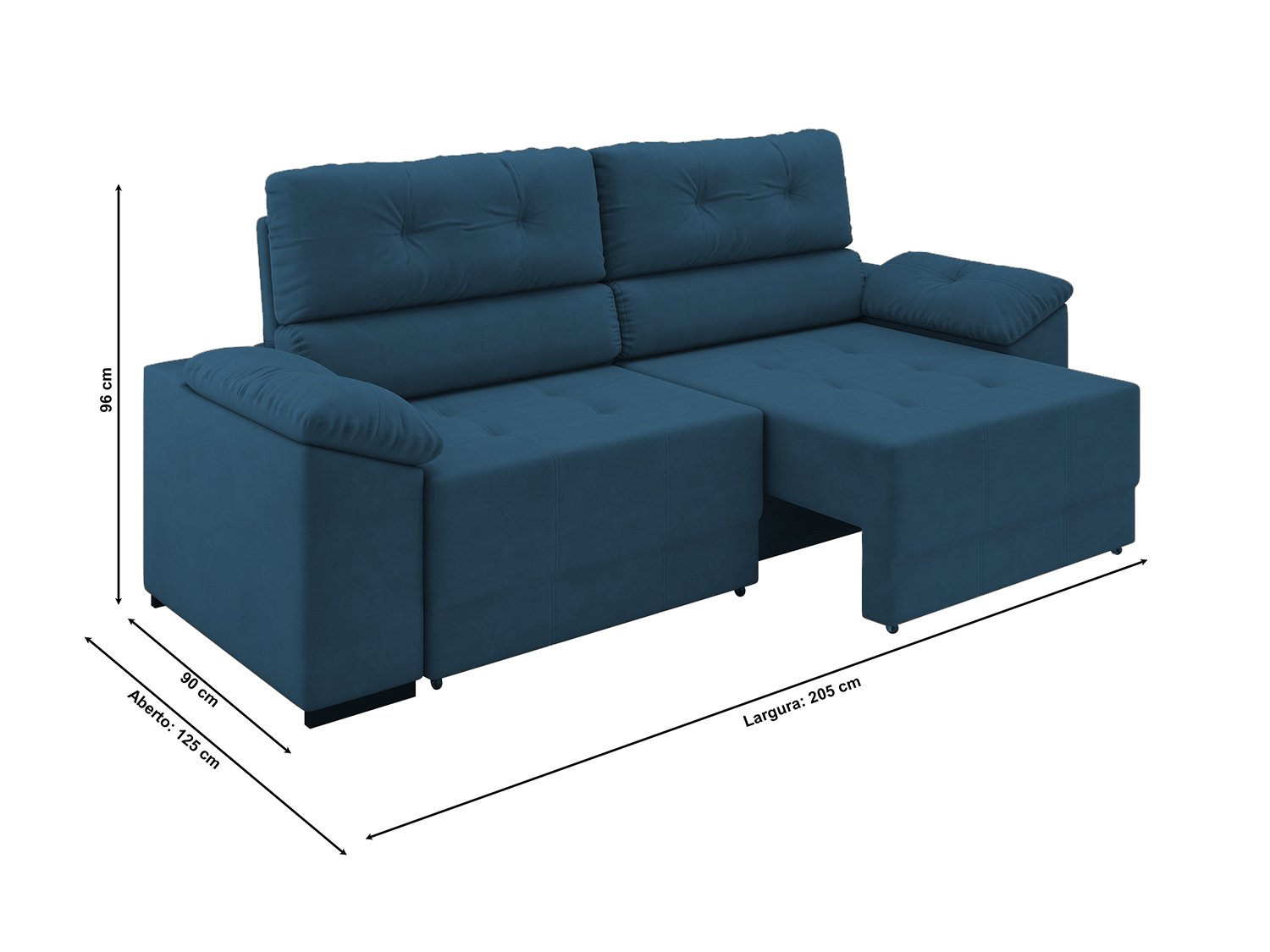 Sofá Amazonas Retrátil/Reclinável 3 Lugares Suede Petróleo XFlex