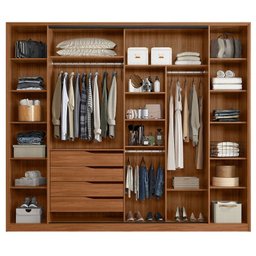 Guarda Roupa Casal Laredo Ambiente Nogueira Nude Prime Tx Flex com Vidro Reflecta Demóbile - Demartê - 2