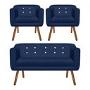 Ver imagem 1 de Kit Sofá 02 Lugares e 02 Poltronas Julia Azul com Strass