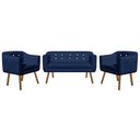 Ver imagem 3 de Kit Sofá 02 Lugares e 02 Poltronas Julia Azul com Strass