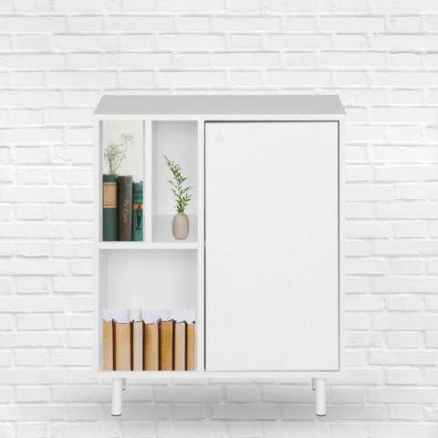 Armário para Escritório Baixo 1 Porta 5 Nichos Colab Branco