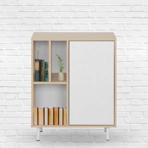 Armário para Escritório Baixo 1 Porta 5 Nichos Colab Bege