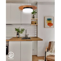 Pendente de Madeira Saturno Vidro Imola 45 cm Freijó Madeluz Pendente Saturno Imola 45Cm Ouro Velho - 3