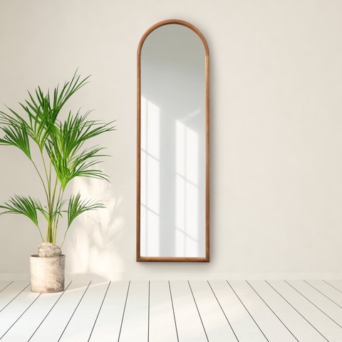 Espelho Oval de Base Reta com Moldura Magnólia 160cmx49cm CabeCasa MadeiraOriginals