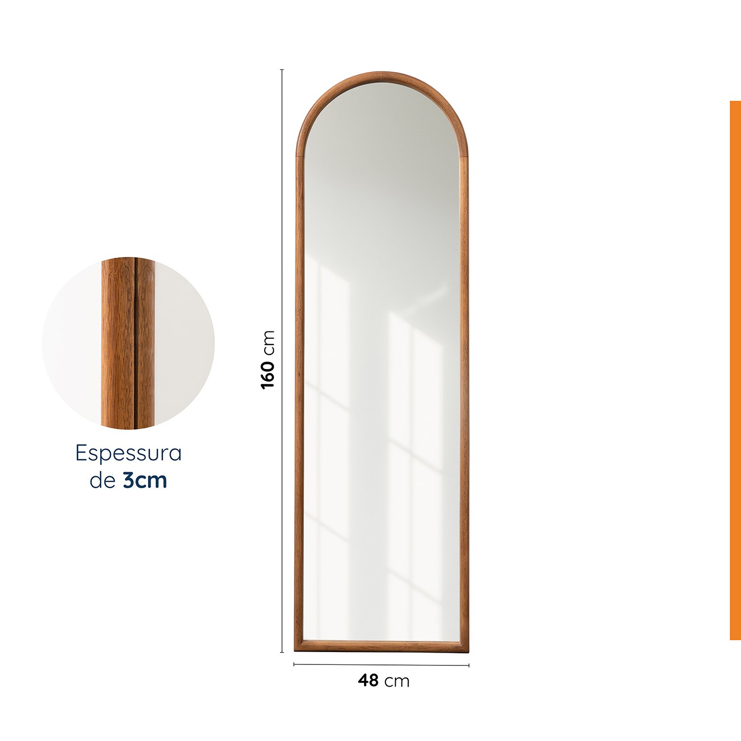 Espelho Oval de Base Reta com Moldura Magnólia 160cmx49cm CabeCasa MadeiraMadeira - 2