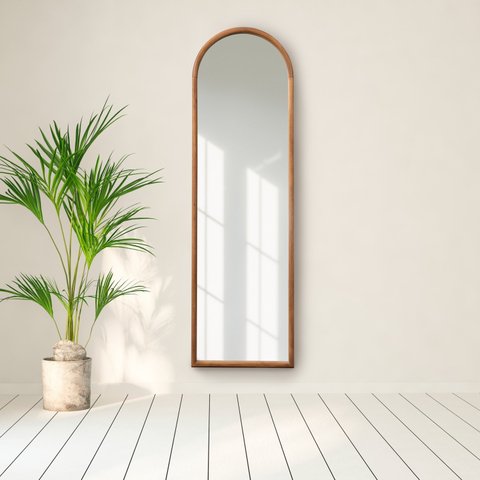 Espelho Oval de Base Reta com Moldura Magnólia 160cmx49cm CabeCasa MadeiraOriginals