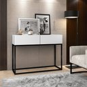 Ver imagem 1 de Aparador Buffet Pequeno Eros 90cm Branco Fosco 2 Gavetas Pés de Ferro Preto Cantinho do Café