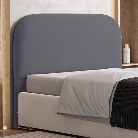 Cabeceira Cama Box King 195cm Orgânica Lanna W01 Suede Cinza - Lyam Decor