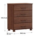 Ver imagem 2 de Cômoda 4 Gavetas Linha Ouro Madeira Maciça 2250wn Café Finestra