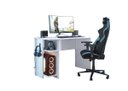 Ver imagem 2 de Mesa Para Computador Escritório e Gamer 2 Prateleiras Escrivaninha Branco - Qmovi